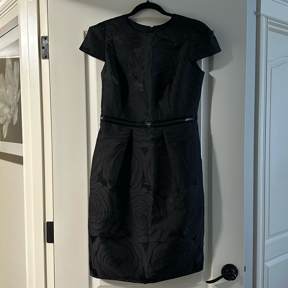 Nordstrom black dress with rose detailing, size 8